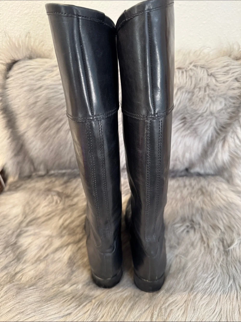 Tory Burch Black Tall Leather Logo Riding Boots Size 9